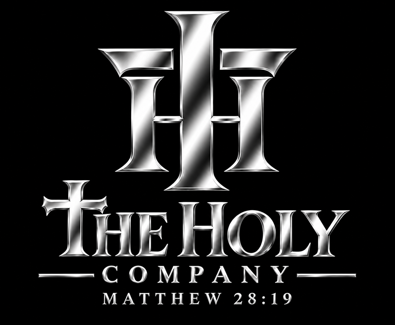 Original silver The Holy Company logo, Matthew 28:19